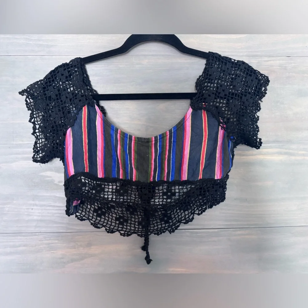 Free‎ People Aruba Crochet Multicolor Striped Crop Top